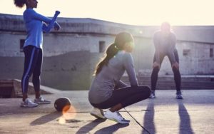 three women working out 